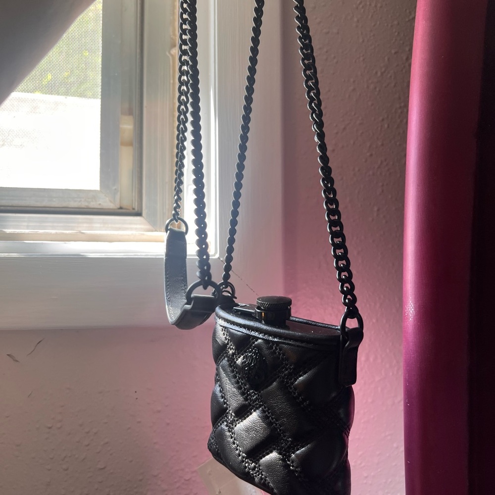 NWT Kurt Geiger Black Quilted Crossbody Bag/Flask